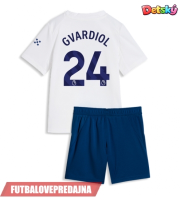 Lacne Dětský Futbalové dres Manchester City Josko Gvardiol #24 2026-27 Krátky Rukáv - Tretina (+ trenírky)